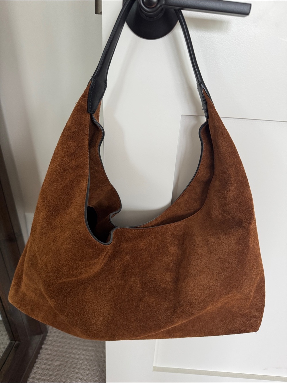 Madewell Brown Suede Hobo with Black Handles